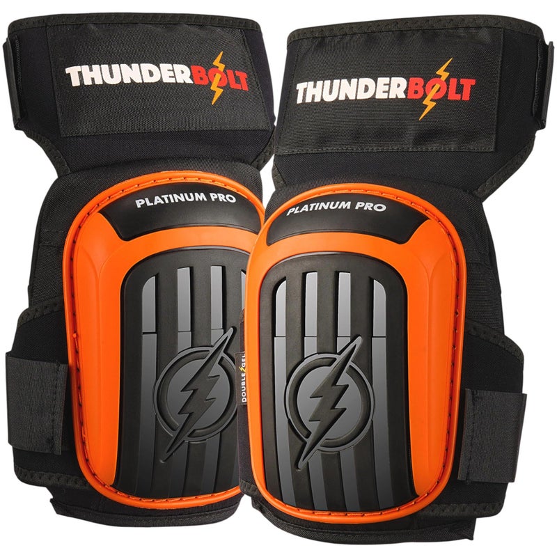 Thunderbolt Knee Pads for Men Construction Knee Pads for Work for Men and Women with Double Gel for Gardening Flooring Roofing Heavy Duty with Extra Thick Foam and Strong Adjustable Non-Slip Straps - Image 1